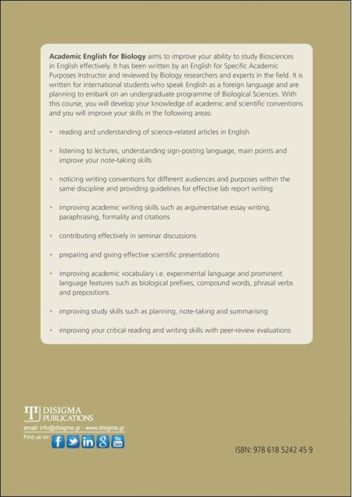 Academic English for Biology ANSWER KEY